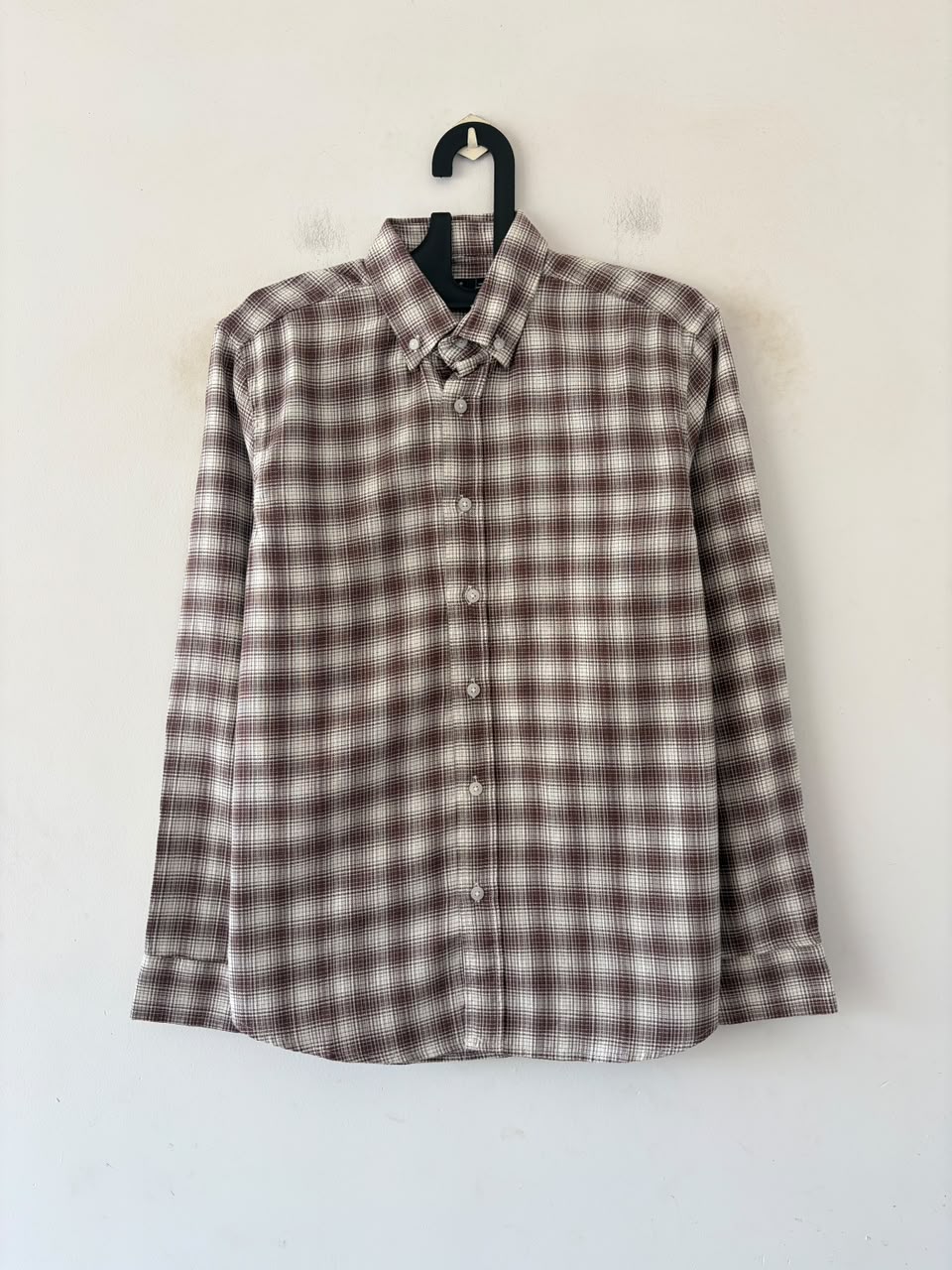 Taupe ivory check shirt