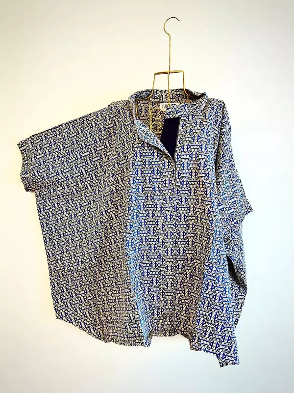 Junoon's Anti-Fit Shirt - Cream with Black & Blue Print