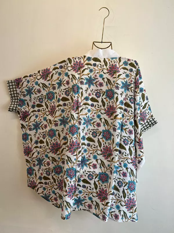 Junoon's Anti-Fit Shirt - White with Flowers (back)