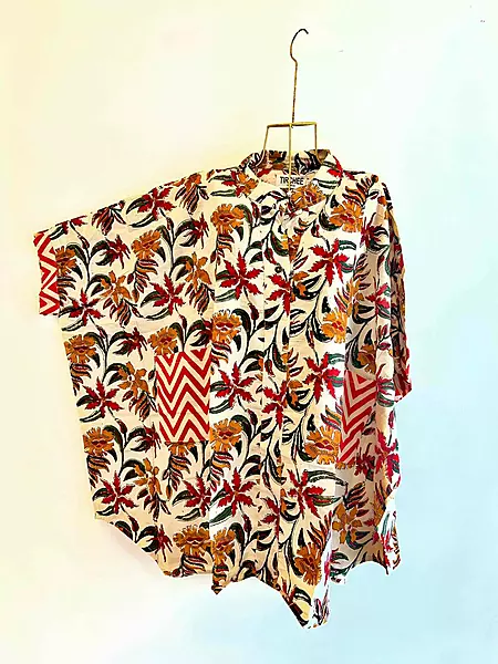 Junoon's Anti-Fit Shirt - Cream with Earthy Flowers
