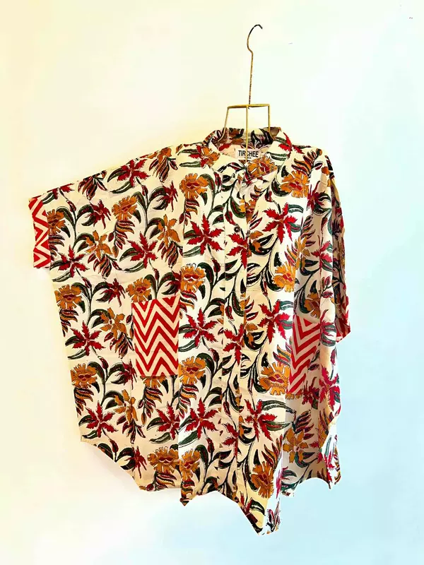 Junoon's Anti-Fit Shirt - Cream with Earthy Flowers
