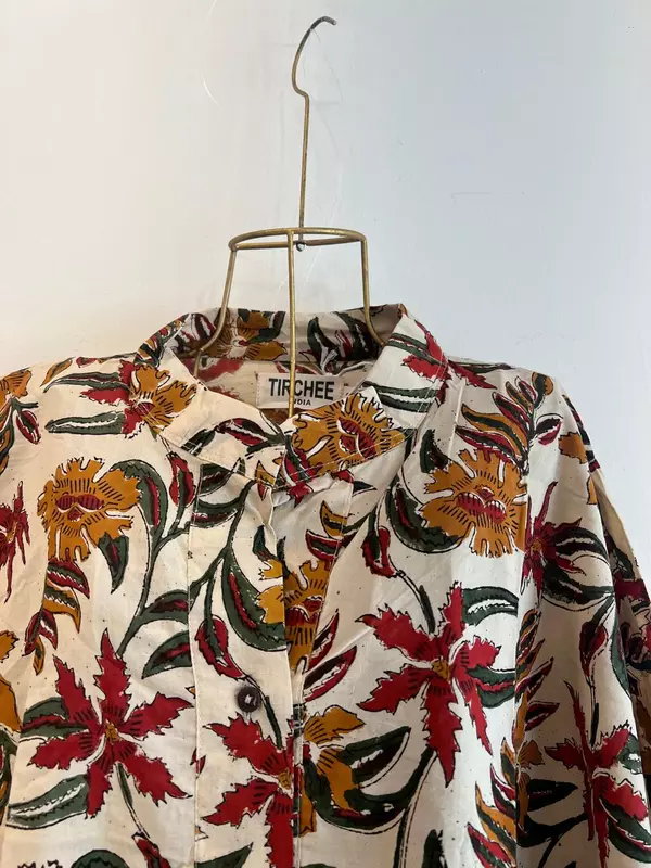 Junoon's Anti-Fit Shirt - Cream with Earthy Flowers