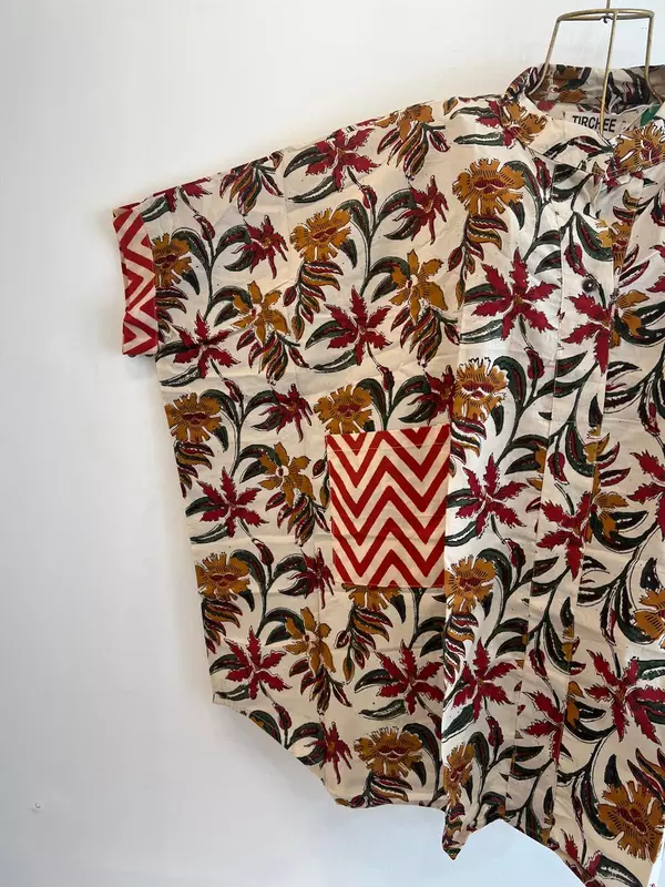 Junoon's Anti-Fit Shirt - Cream with Earthy Flowers