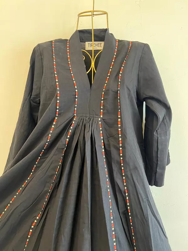 Amara's Everyday Flare Dress - Black with Yellow Stripes