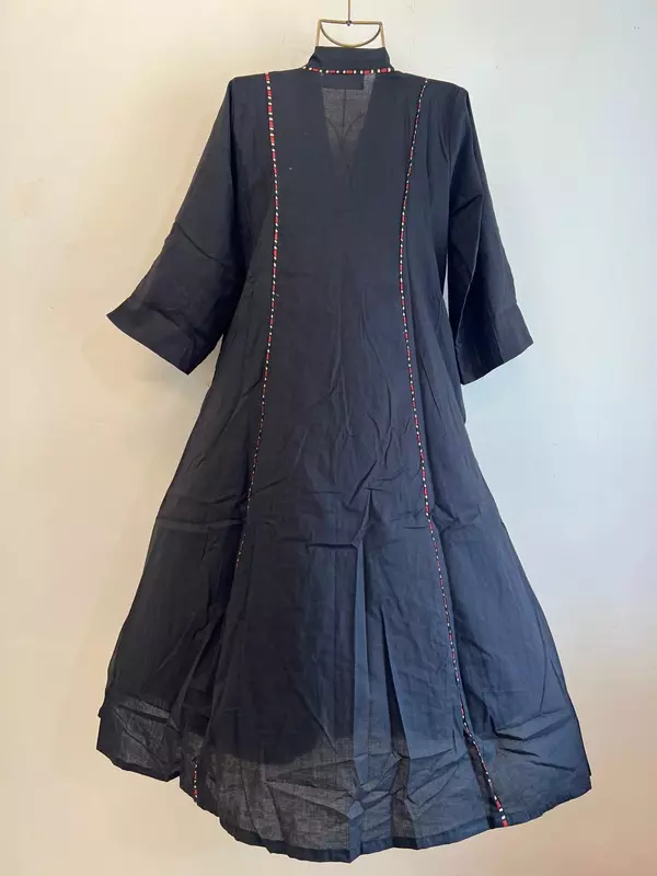Amara's Everyday Flare Dress - Black with Yellow Stripes
