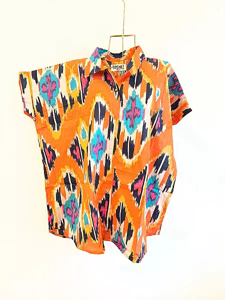 Ishq's Small Anti-fit with Back Open & Tie - Orange Ikkhat