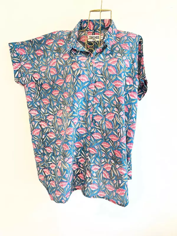 Ishq's Small Anti-fit with Back Open & Tie - Turquoise & Flowers