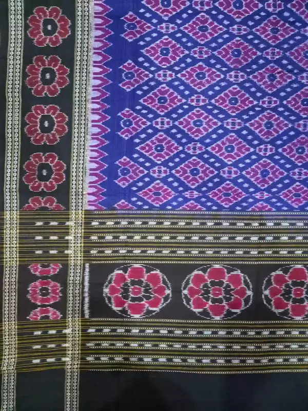 Flower Bandha Double Border Dupatta-Blue