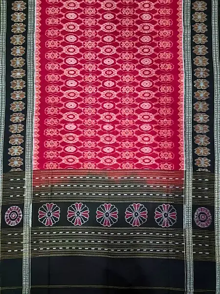 Flower Bandha Double Border Dupatta-Red