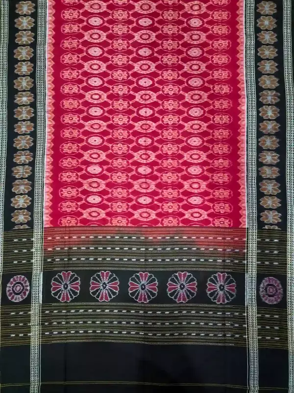 Flower Bandha Double Border Dupatta-Red