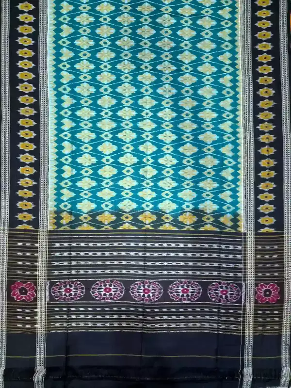 Flower Bandha Double Border Dupatta-Sea Green