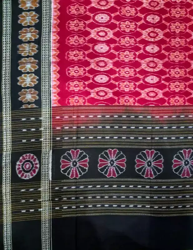Flower Bandha Double Border Dupatta-Red