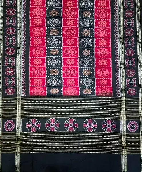 Box Flower Bandha Dupatta I Red-Black