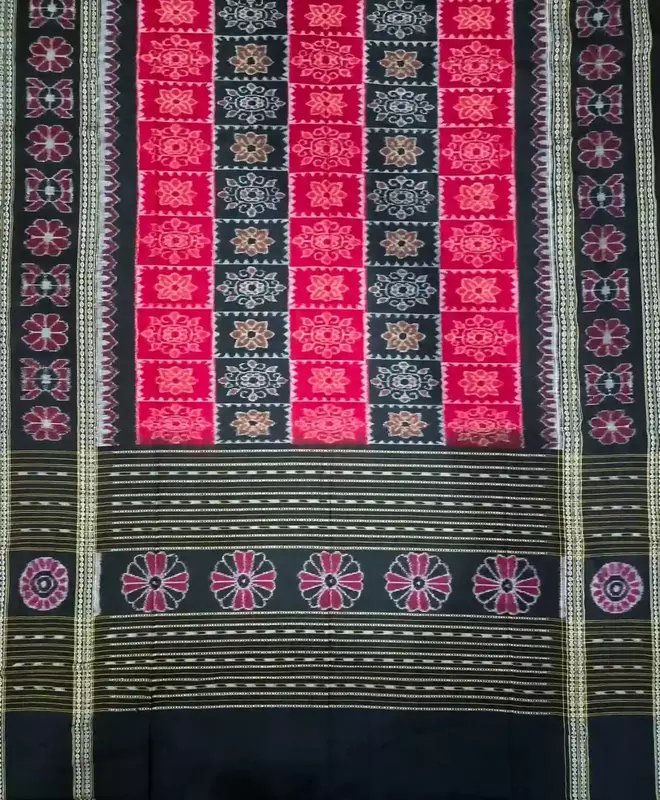 Box Flower Bandha Dupatta I Red-Black