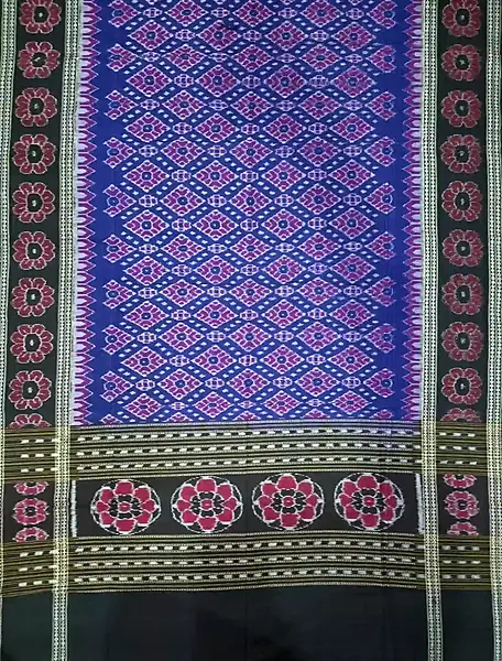 Flower Bandha Double Border Dupatta-Blue