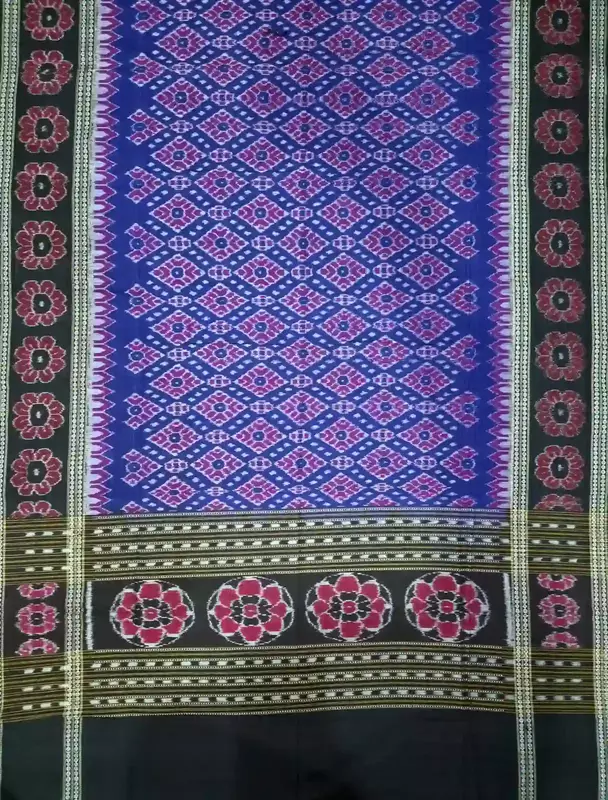 Flower Bandha Double Border Dupatta-Blue