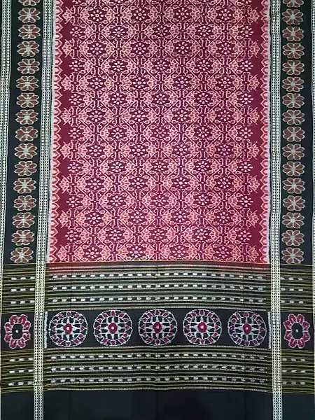 Flower Bandha Double Border Dupatta-Maroon