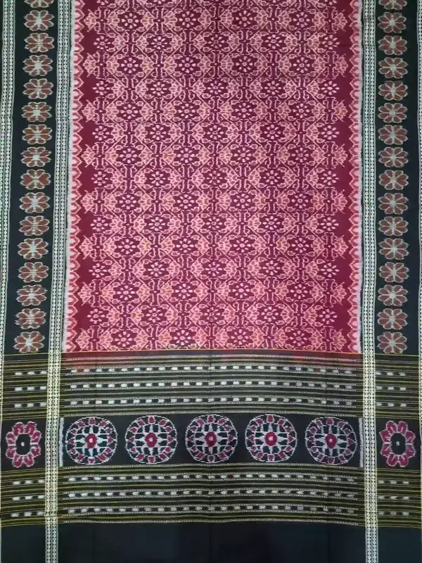 Flower Bandha Double Border Dupatta-Maroon