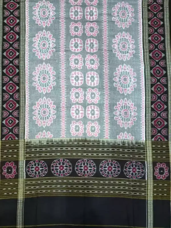 Flower Bandha Double Border Dupatta-Grey