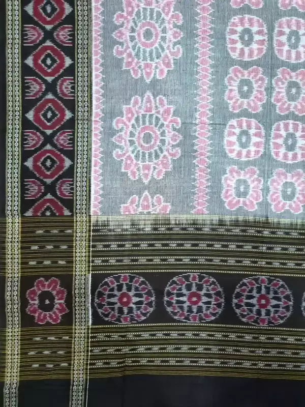 Flower Bandha Double Border Dupatta-Grey