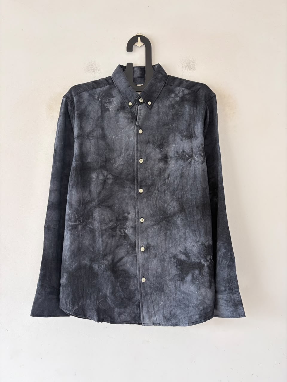 Charcoal mist tie‑dye printed shirt