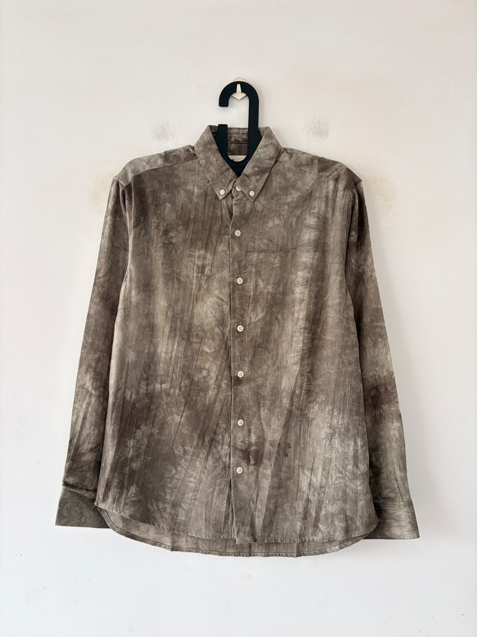 Olive drift tie‑dye printed shirt