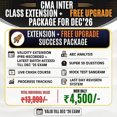 CMA Inter Class Extension + Free Upgrade Till Dec 26 By SJC Institute CMA Inter Class Extension + Free Upgrade Till Dec 26 By SJC Institute