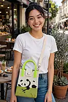 Mini Crossbody Bag For Women & Gril (Green Climbing Panda)