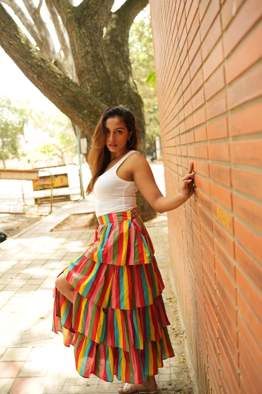 Gulaal's Tiered Celebration Skirt - Rainbow Colours