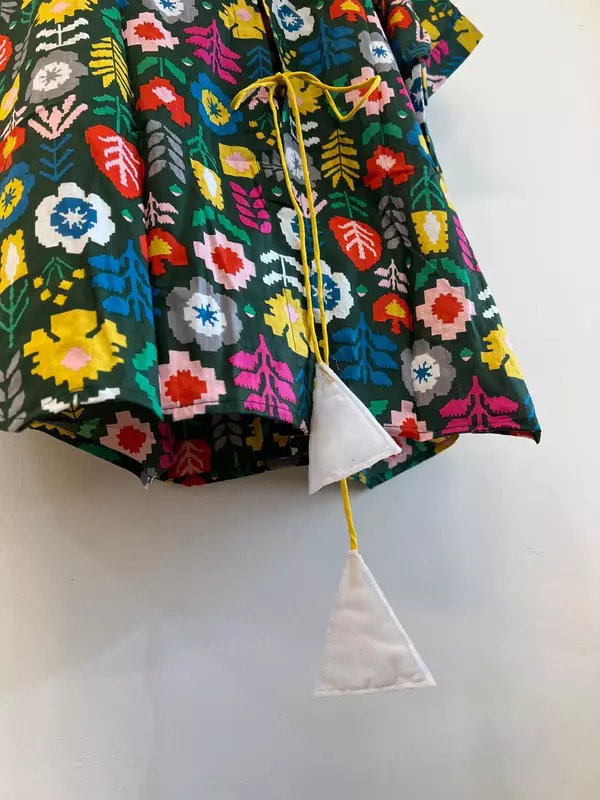 Ishq's Small Anti-fit with Back Open & Tie - Green with Tetris shapes