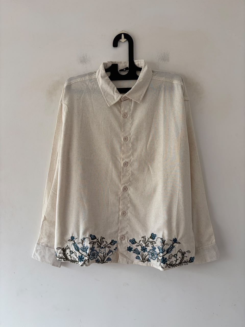 Sand azure embroidered shirt