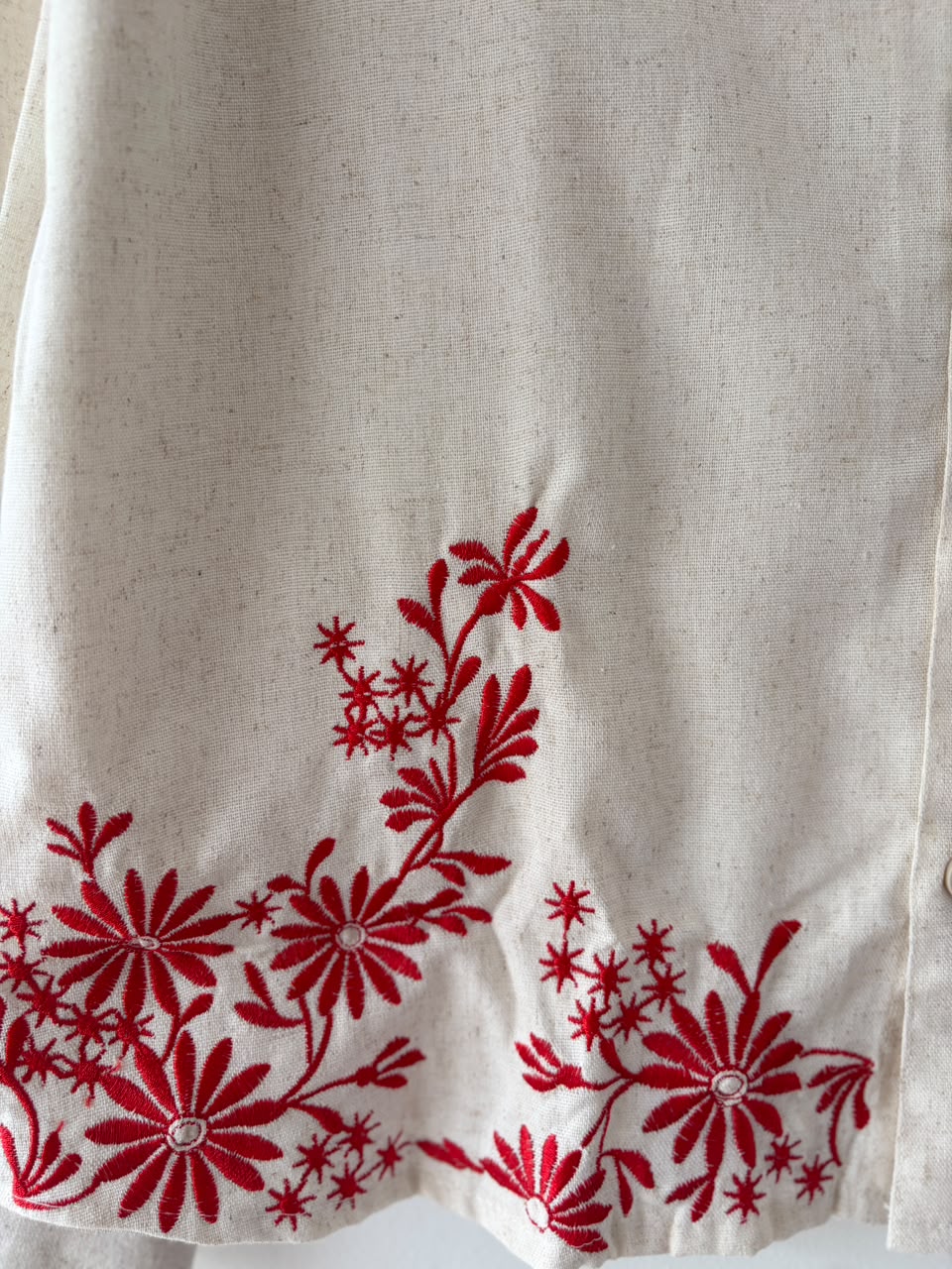 Scarlet floral embroidered shirt