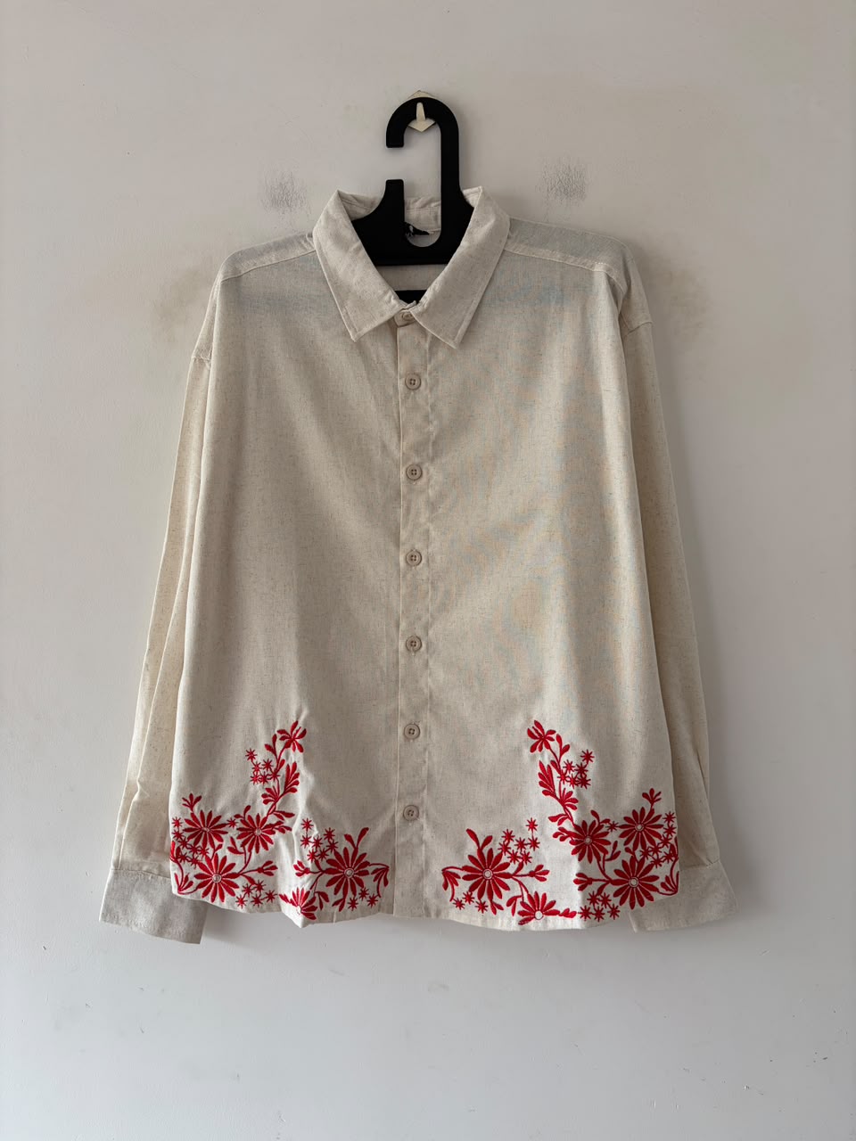 Scarlet floral embroidered shirt