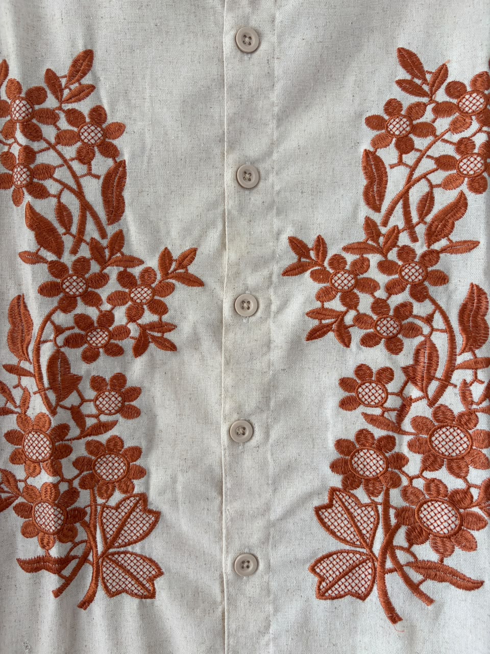 Rust blossom embroidered shirt