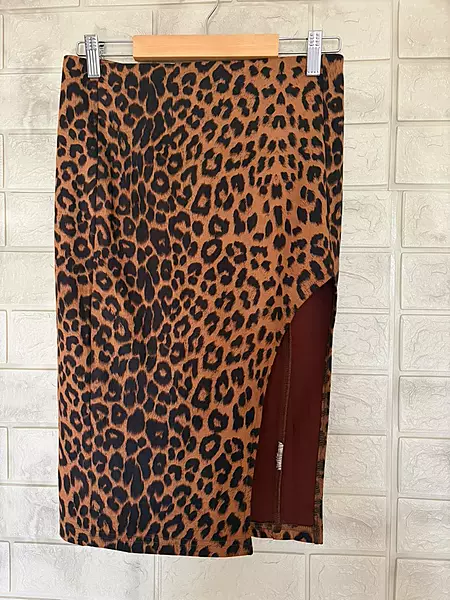 Leopard Print High-Waisted Side Slit Skirt