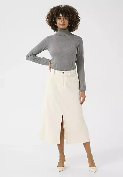 Corduroy High-Waisted Midi Skirt