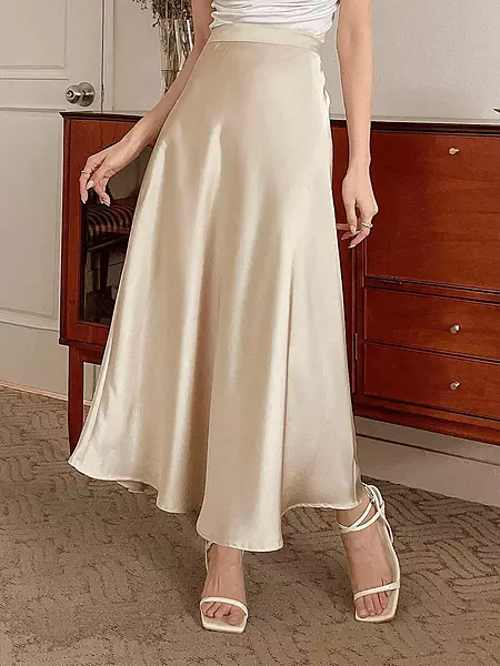 Satin A-Line Maxi Skirt