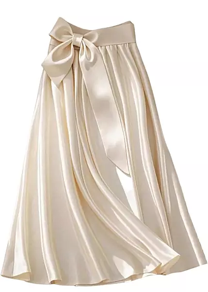 Metallic Champagne Gold Bow Satin Skirt