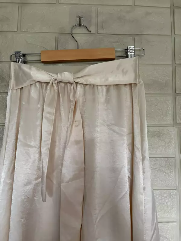 Metallic Champagne Gold Bow Satin Skirt