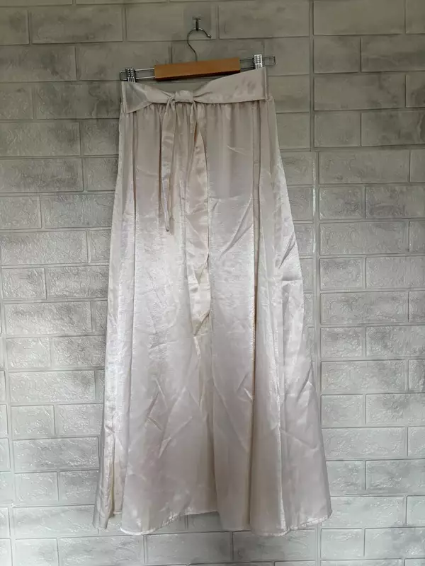 Metallic Champagne Gold Bow Satin Skirt