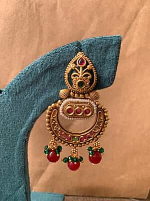 Antique Gold Beaded Ethnic Chandbalis
