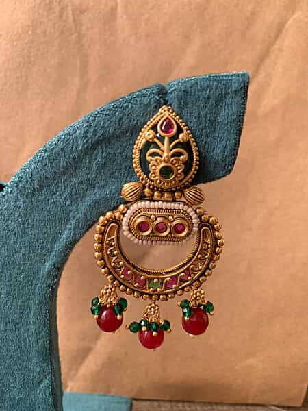 Antique Gold Beaded Ethnic Chandbalis Antique Gold Beaded Ethnic Chandbalis