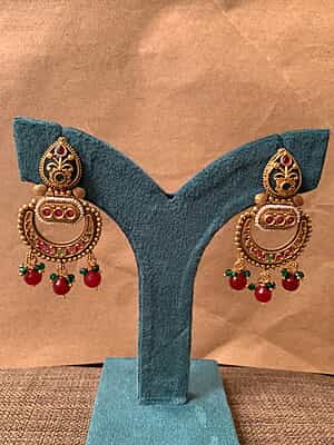 Antique Gold Beaded Ethnic Chandbalis Antique Gold Beaded Ethnic Chandbalis