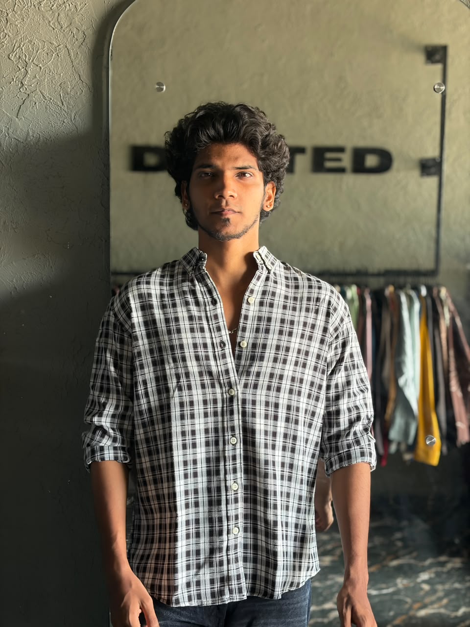 Graphite silver imp check shirt