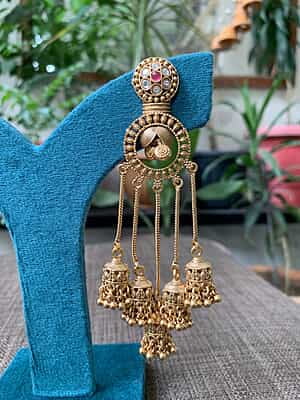 The Chand Jhumka - Traditional Multi-Tier Temple Earrings The Chand Jhumka - Traditional Multi-Tier Temple Earrings