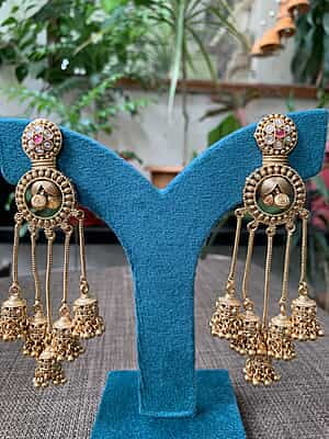The Chand Jhumka - Traditional Multi-Tier Temple Earrings The Chand Jhumka - Traditional Multi-Tier Temple Earrings