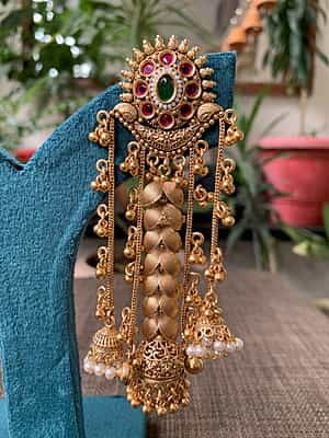 The Majestic Ruby & Emerald Temple Jhumka Cascades The Majestic Ruby & Emerald Temple Jhumka Cascades