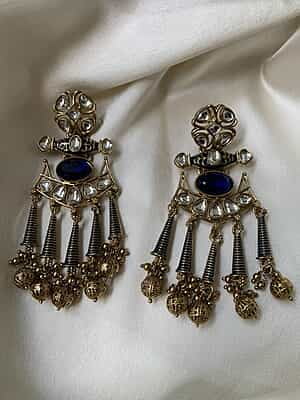Maharaja Blue Enamel & Kundan Chandelier Earrings Maharaja Blue Enamel & Kundan Chandelier Earrings