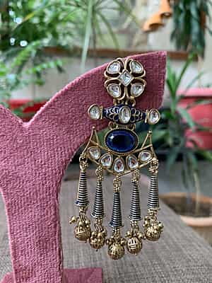 Maharaja Blue Enamel & Kundan Chandelier Earrings Maharaja Blue Enamel & Kundan Chandelier Earrings