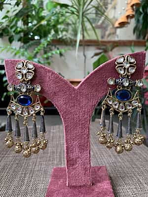 Maharaja Blue Enamel & Kundan Chandelier Earrings Maharaja Blue Enamel & Kundan Chandelier Earrings